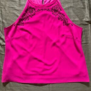 Pink Embellished Sleeveless Crop Tank Top